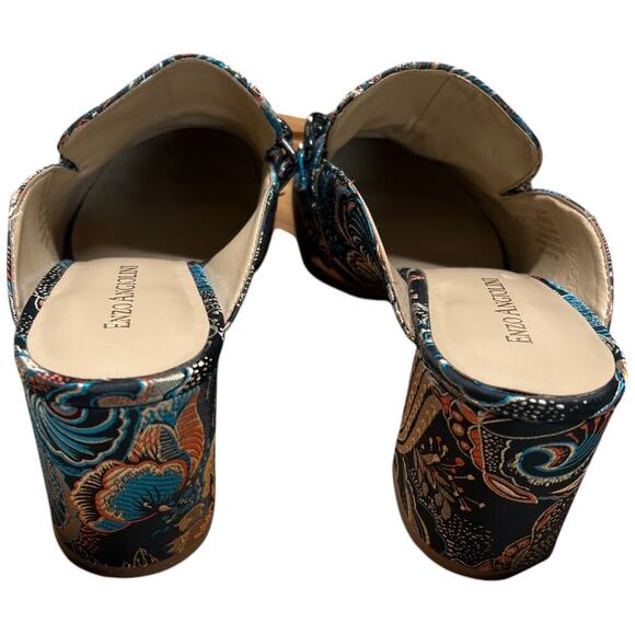 ENZO ANGIOLINI Gilian Women's 9.5 Brocade Floral Mules Black Print Fabric - Picture 5 of 16